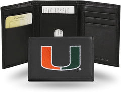 Miami Hurricanes Wallet Trifold Leather Embroidered
