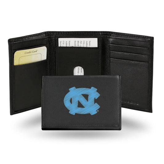 North Carolina Tar Heels Wallet Trifold Leather Embroidered - Special Order