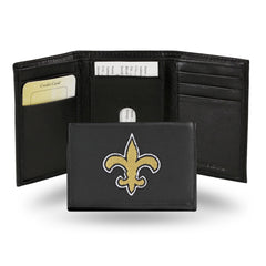 New Orleans Saints Wallet Trifold Leather Embroidered - Special Order