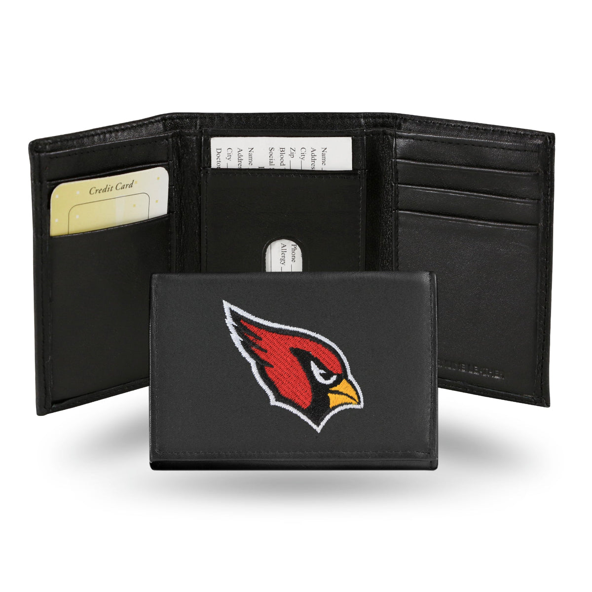 Arizona Cardinals Wallet Trifold Leather Embroidered - Special Order