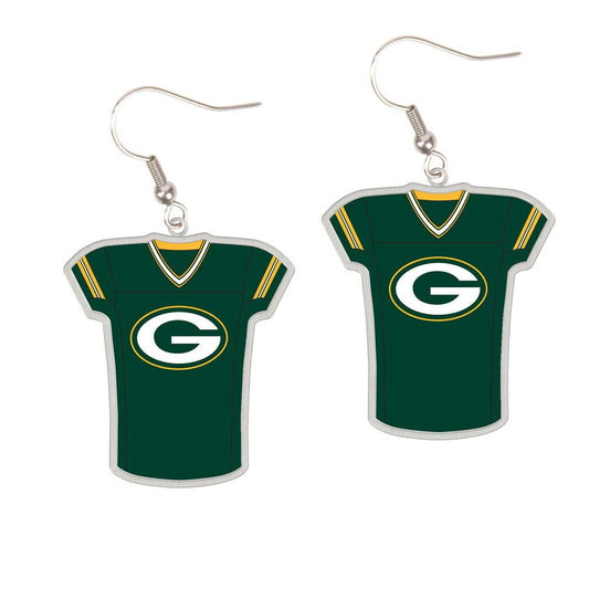 Green Bay Packers Earrings Jersey Style Carded - Special Order