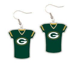 Green Bay Packers Earrings Jersey Style Carded - Special Order