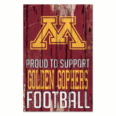 Minnesota Golden Gophers Sign 11x17 Wood Proud to Support Design