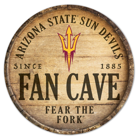 Arizona State Sun Devils Sign Wood 14 Inch Round Barrel Top Design - Special Order