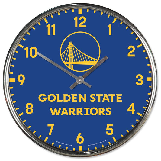 Golden State Warriors Clock Round Wall Style Chrome Periodic Restock