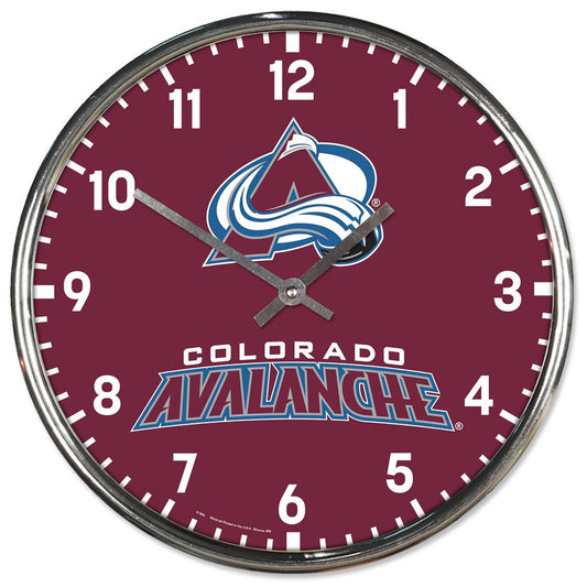 Colorado Avalanche Clock Round Wall Style Chrome Periodic Restock