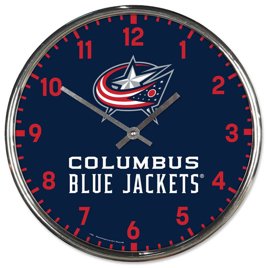 Columbus Blue Jackets Clock Round Wall Style Chrome Periodic Restock