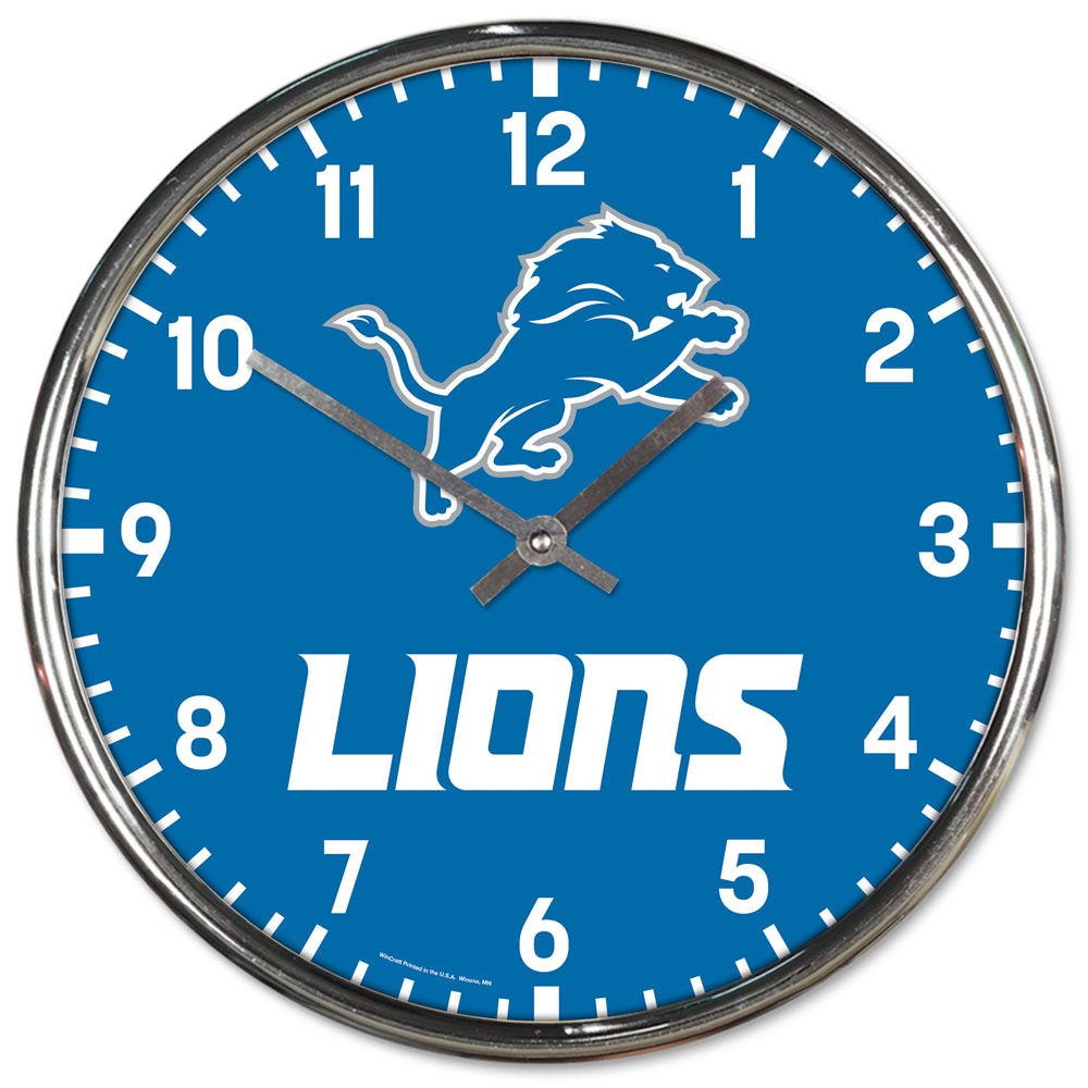Detroit Lions Round Chrome Wall Clock Periodic Restock