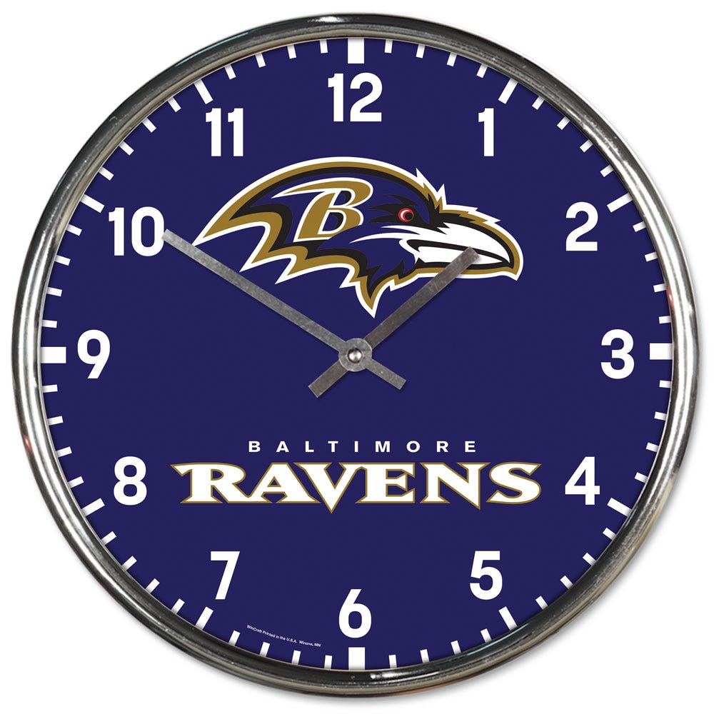 Baltimore Ravens Round Chrome Wall Clock Periodic Restock