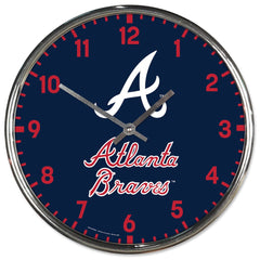 Atlanta Braves Clock Round Wall Style Chrome Periodic Restock