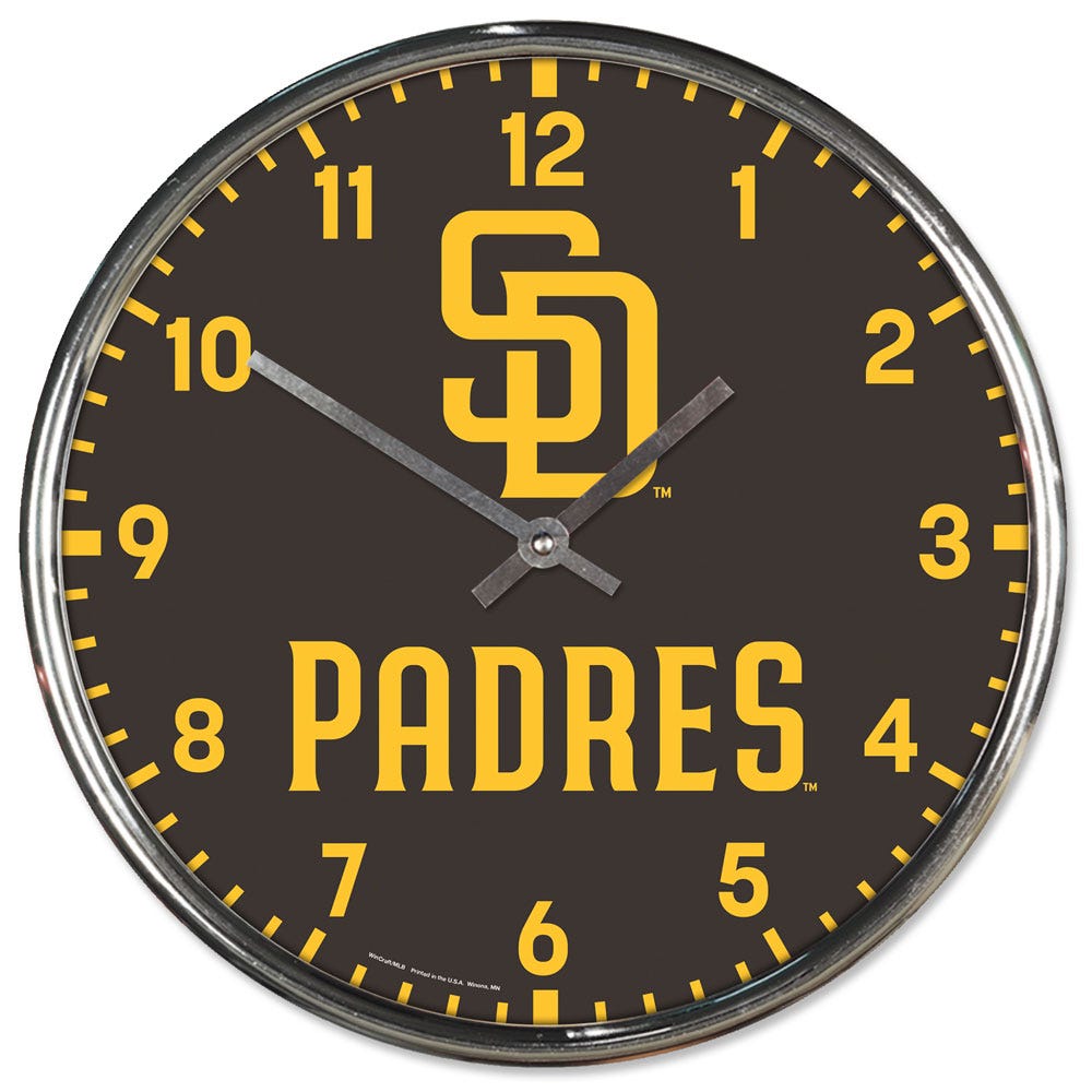 San Diego Padres Clock Round Wall Style Chrome Periodic Restock