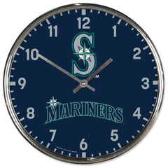 Seattle Mariners Clock Round Wall Style Chrome Periodic Restock