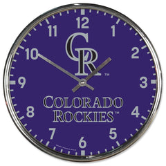 Colorado Rockies Clock Round Wall Style Chrome Periodic Restock