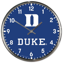 Duke Blue Devils Clock Round Wall Style Chrome Periodic Restock