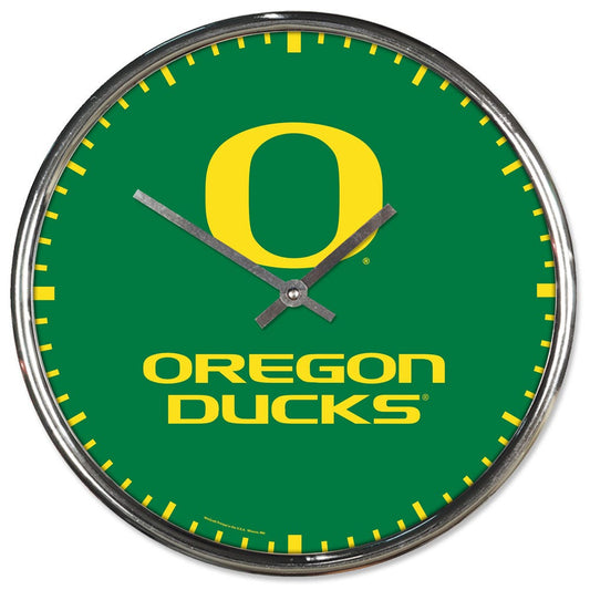 Oregon Ducks Clock Round Wall Style Chrome - Periodic Restock