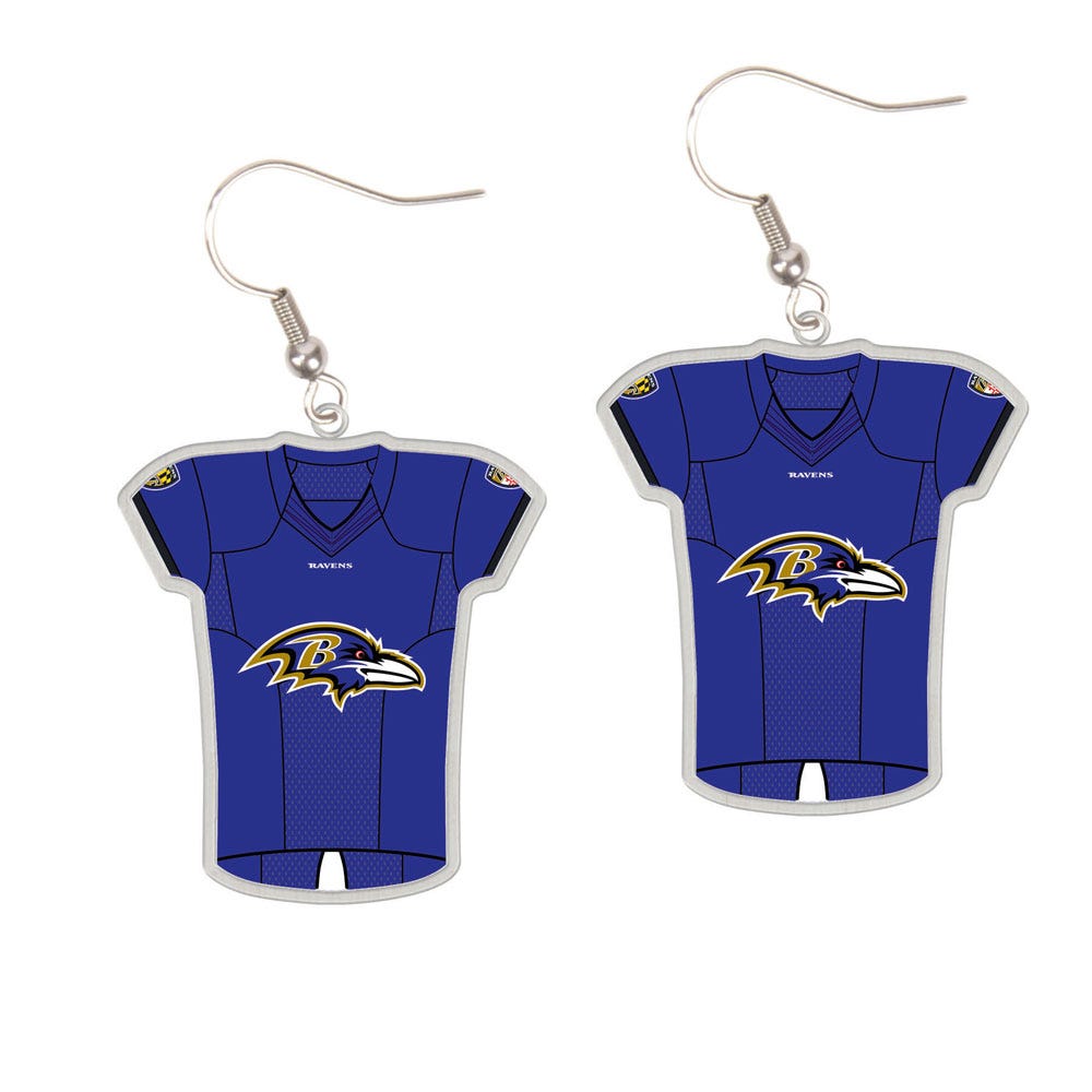 Baltimore Ravens Earrings Jersey Style Carded - Special Order