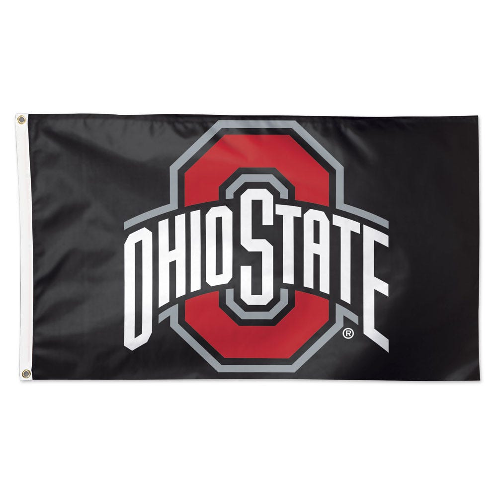 Ohio State Buckeyes Flag 3x5 Deluxe Style OSU Logo on Black - Special Order