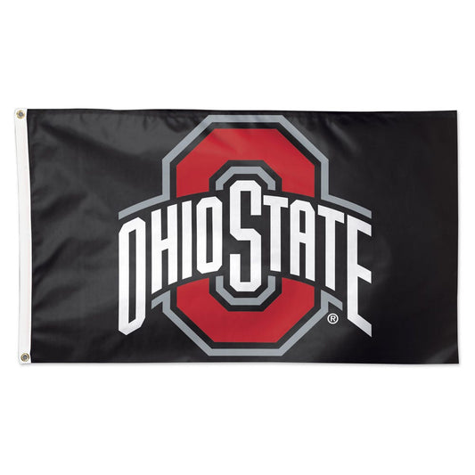 Ohio State Buckeyes Flag 3x5 Deluxe Style OSU Logo on Black - Special Order