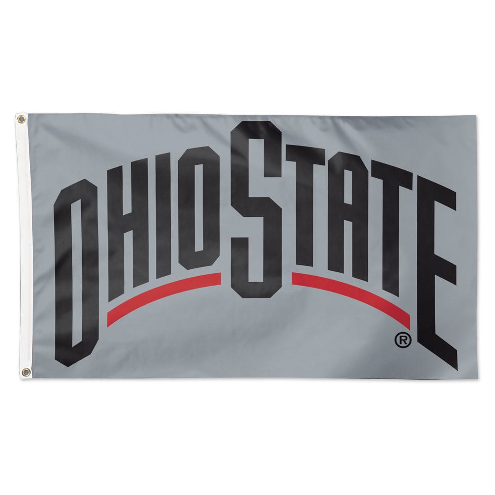 Ohio State Buckeyes Falcons Flag 3x5 Deluxe Style Secondary Logo on Gray Special Order