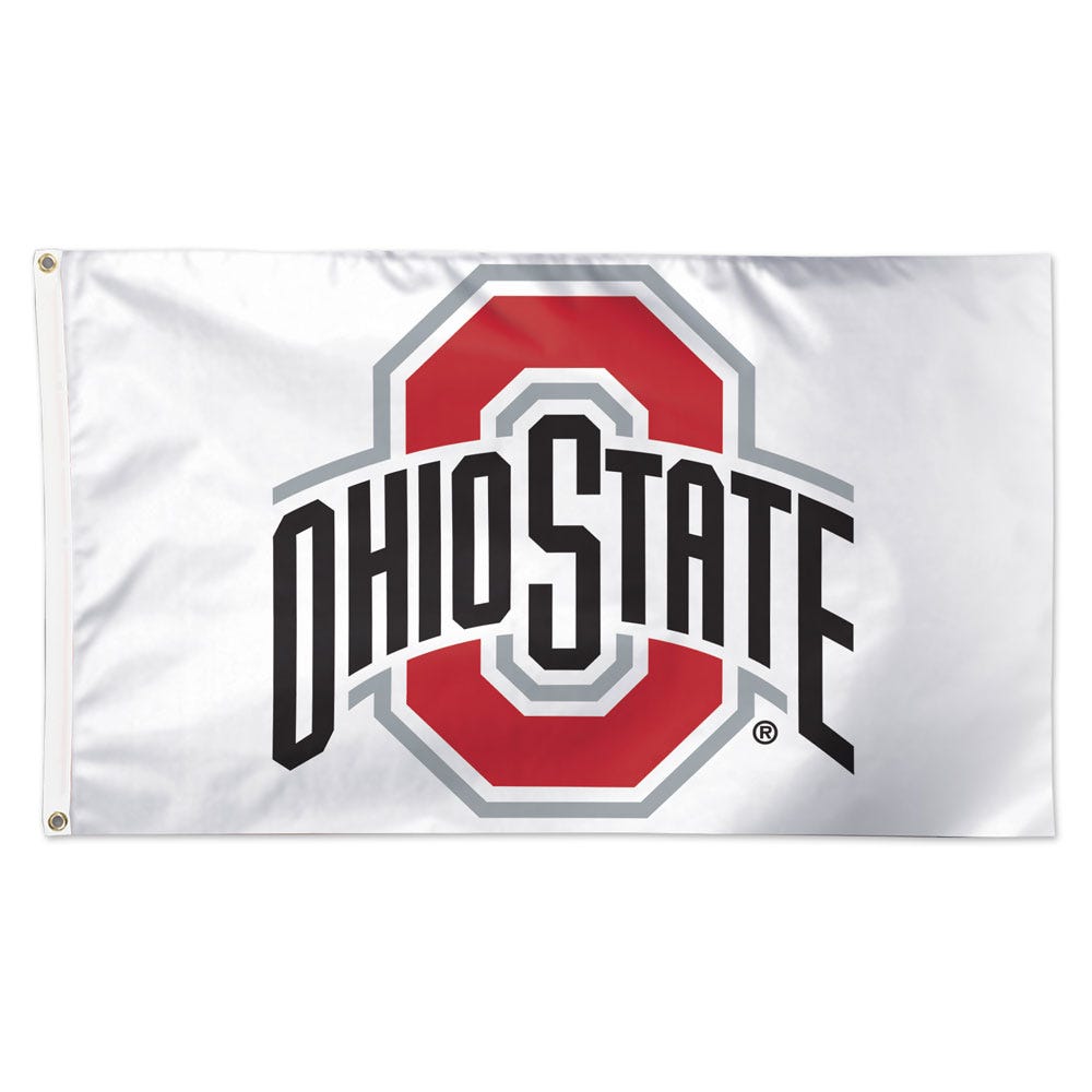 Ohio State Buckeyes Falcons Flag 3x5 Deluxe Style OSU Logo on White Special Order