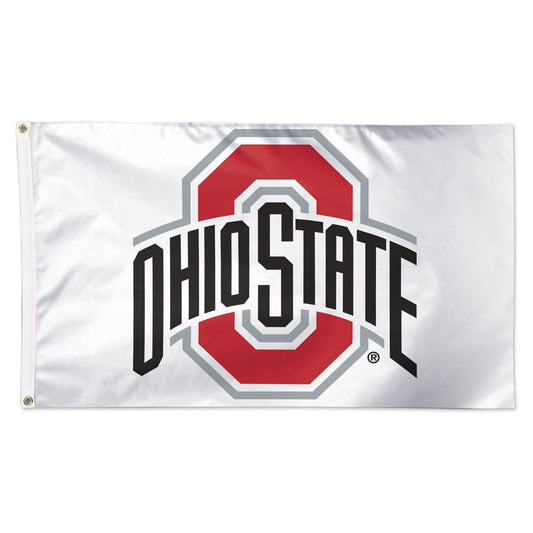 Ohio State Buckeyes Falcons Flag 3x5 Deluxe Style OSU Logo on White Special Order