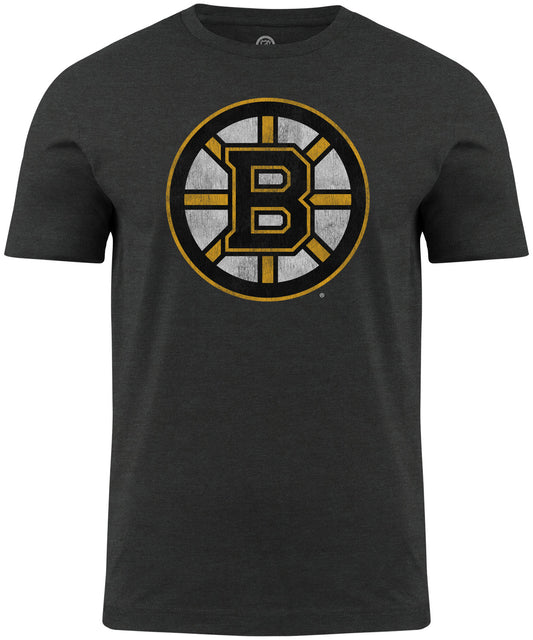 Boston Bruins NHL Distressed Logo Charcoal T-Shirt