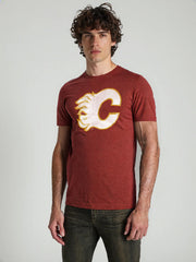 Calgary Flames NHL Distressed Logo Red T-Shirt