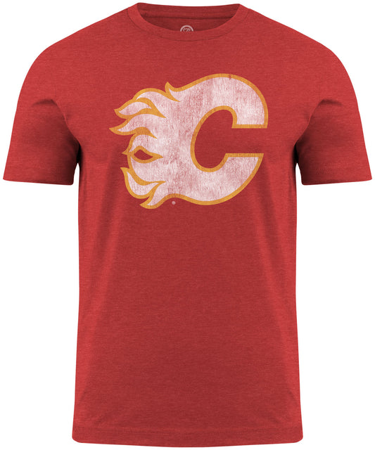Calgary Flames NHL Distressed Logo Red T-Shirt