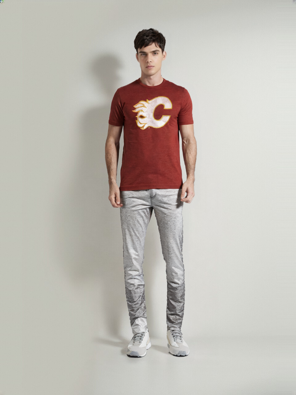 Calgary Flames NHL Distressed Logo Red T-Shirt