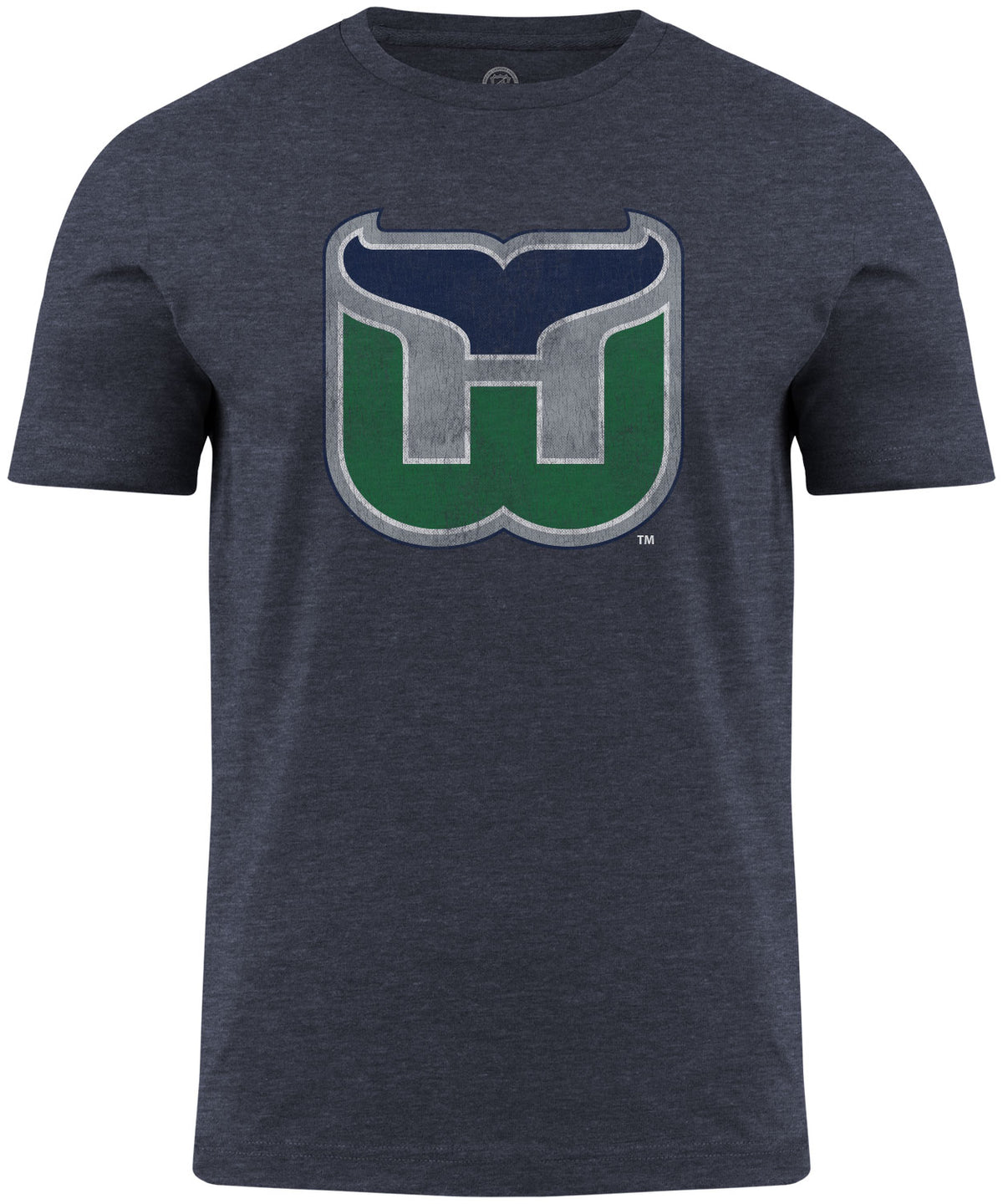 Hartford Whalers NHL Distressed Logo Navy T-Shirt