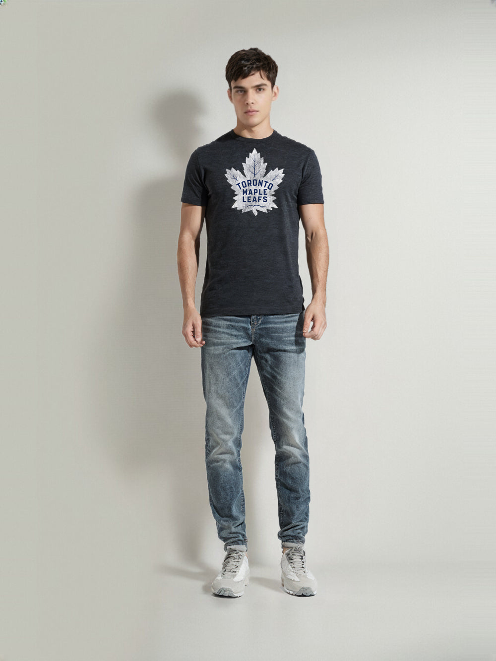 Toronto Maple Leafs NHL Distressed Logo Charcoal T-Shirt