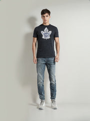 Toronto Maple Leafs NHL Distressed Logo Charcoal T-Shirt