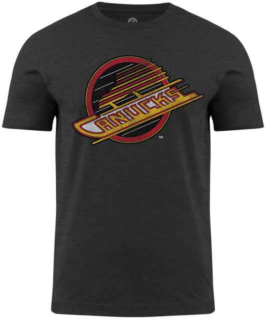 Vancouver Canucks NHL Distressed Logo Charcoal T-Shirt