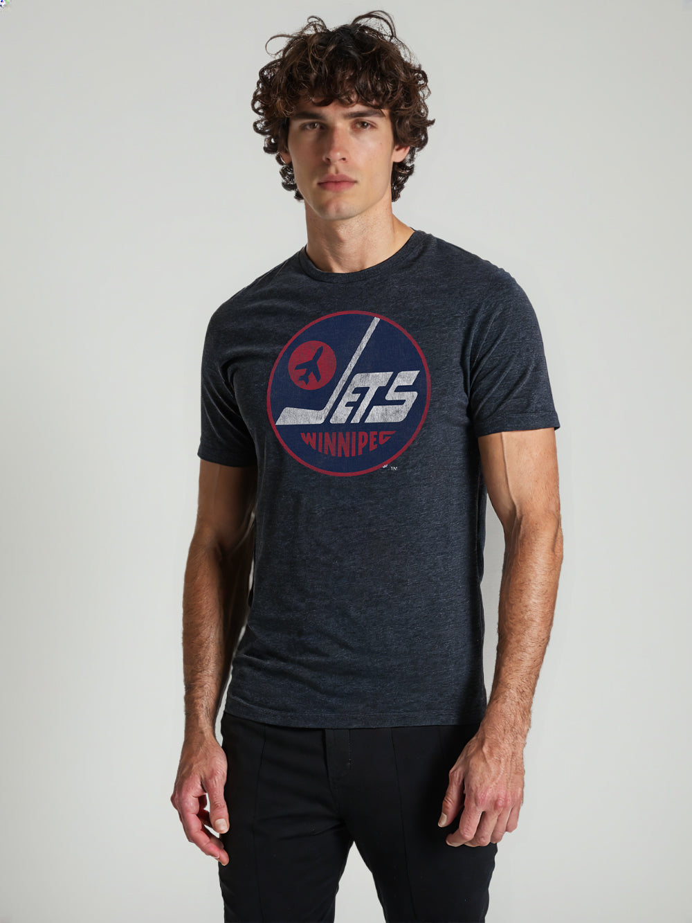 Winnipeg Jets NHL Distressed Logo Charcoal T-Shirt
