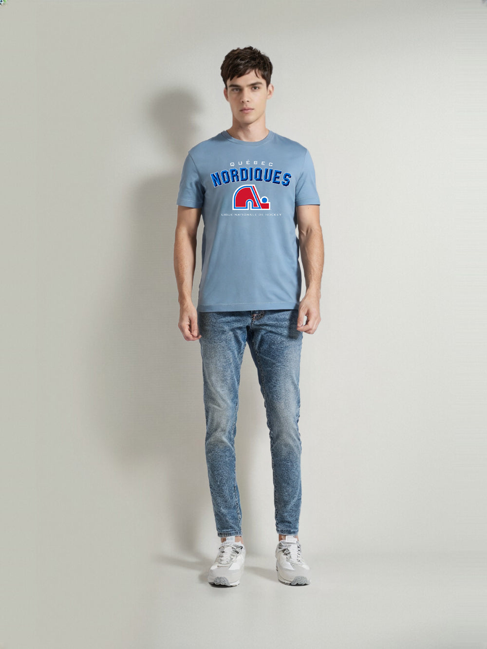 Quebec Nordiques NHL Light Blue Black T-Shirt