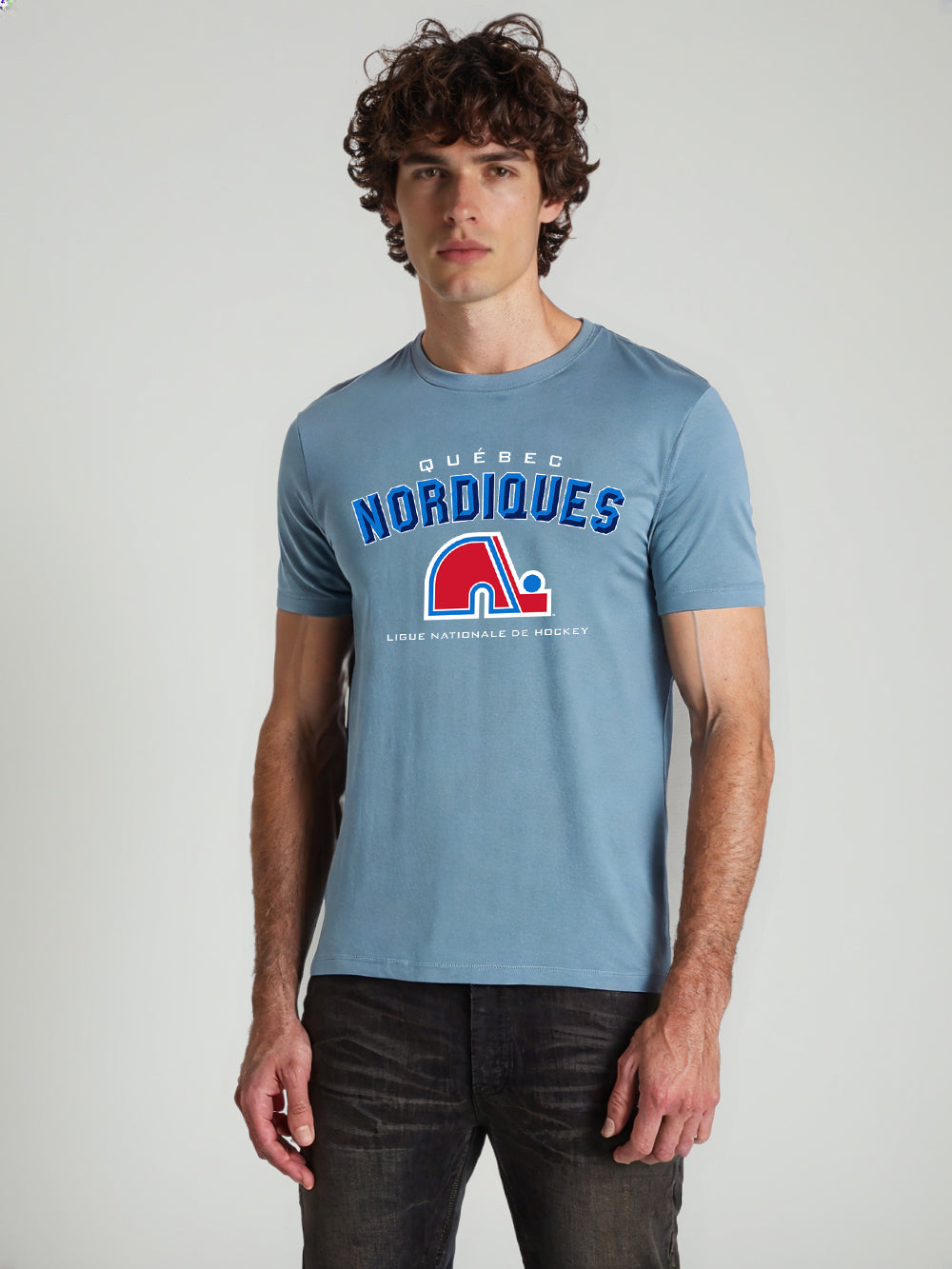 Quebec Nordiques NHL Light Blue Black T-Shirt