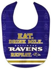 Baltimore Ravens Baby Bib All Pro Style Eat Drink Milk Design