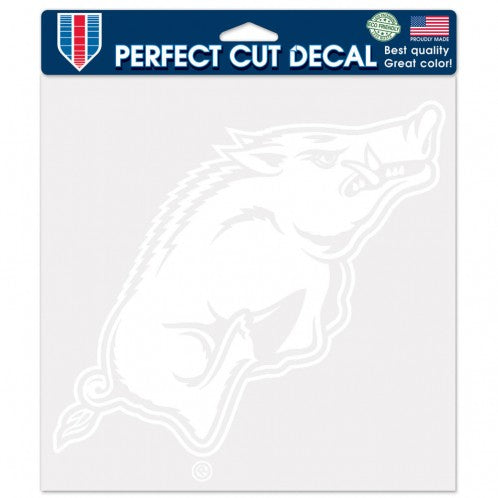 Arkansas Razorbacks Decal 8x8 Perfect Cut White - Special Order