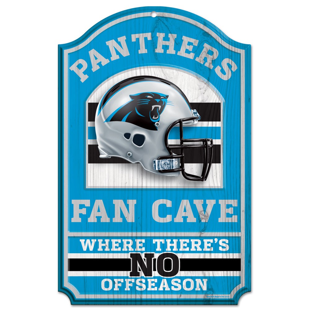Carolina Panthers Sign 11x17 Wood Fan Cave Design - Special Order
