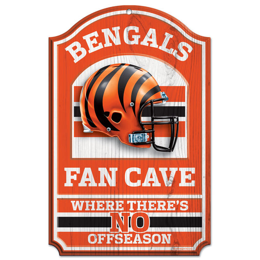 Cincinnati Bengals Sign 11x17 Wood Fan Cave Design - Special Order