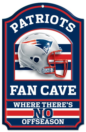 New England Patriots Sign 11x17 Wood Fan Cave Design - Special Order
