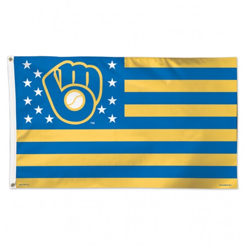 Milwaukee Brewers Flag 3x5 Deluxe Style Stars and Stripes Design - Special Order