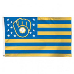 Milwaukee Brewers Flag 3x5 Deluxe Style Stars and Stripes Design - Special Order