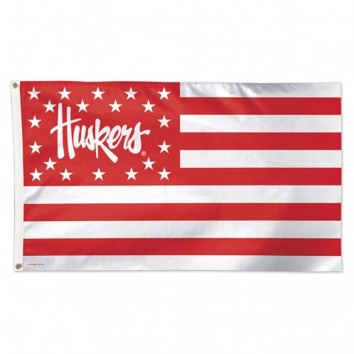 Nebraska Cornhuskers Flag 3x5 Deluxe Stars and Stripes - Special Order