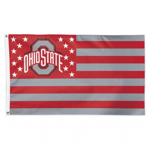 Ohio State Buckeyes Flag 3x5 Deluxe Style Stars and Stripes Design - Special Order