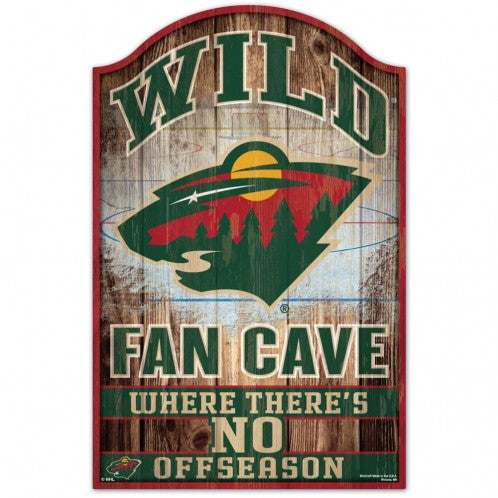 Minnesota Wild Sign 11x17 Wood Fan Cave Design - Special Order