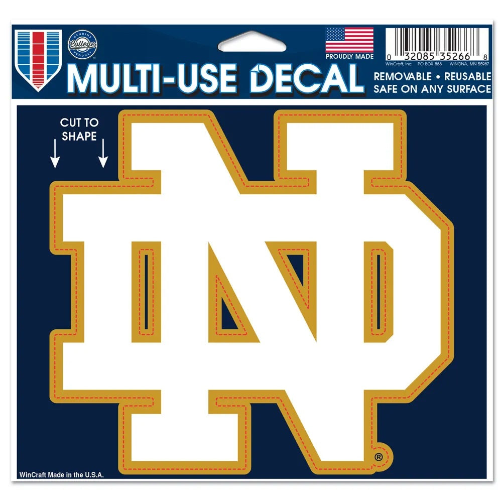 Notre Dame Fighting Irish Decal 5x6 Multi Use Color Cut to Logo