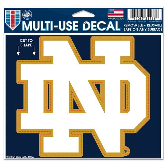 Notre Dame Fighting Irish Decal 5x6 Multi Use Color Cut to Logo