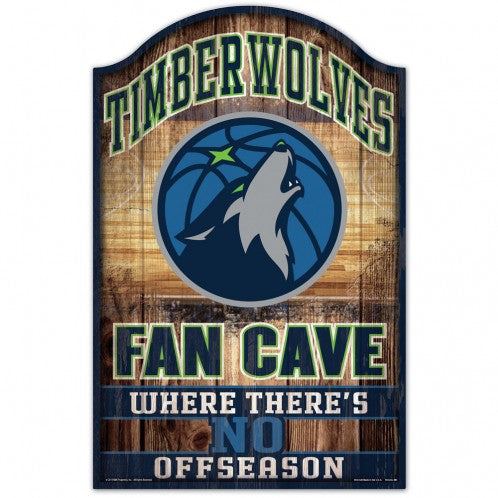 Minnesota Timberwolves Sign 11x17 Wood Fan Cave Design - Special Order