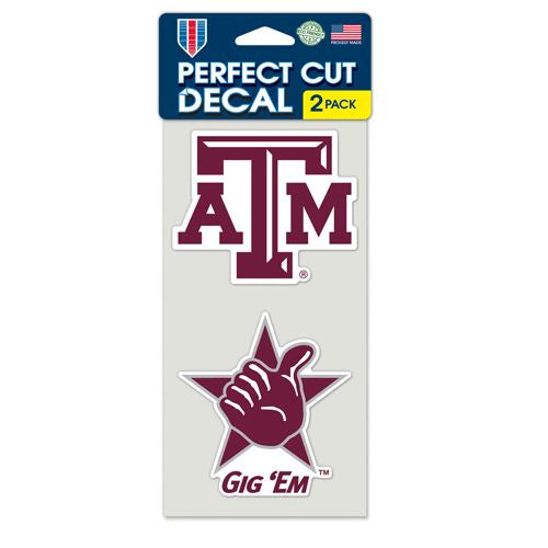Texas A&M Aggies Decal 4x4 Perfect Cut Set of 2 - Special Order
